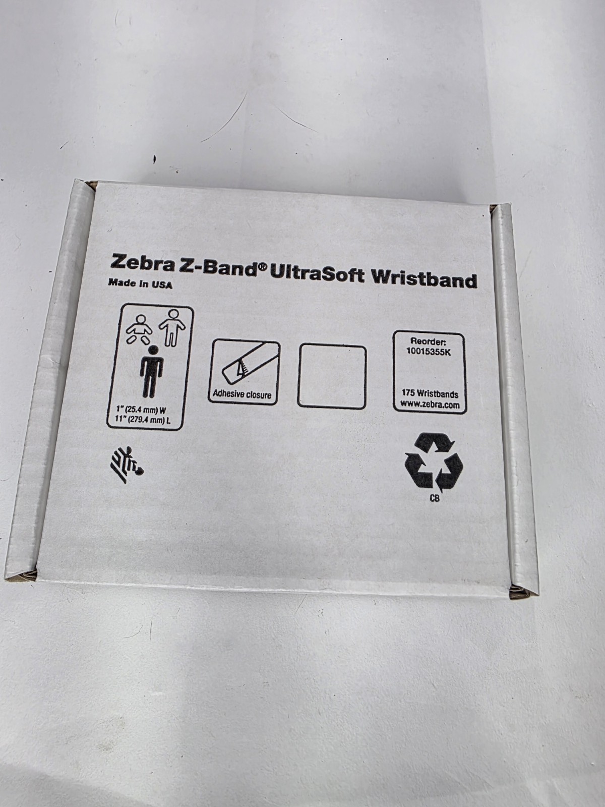 (1) Zebra Z-Band 1″ X 11″ Ultrasoft Wristband Single Cartridge10015355K- White