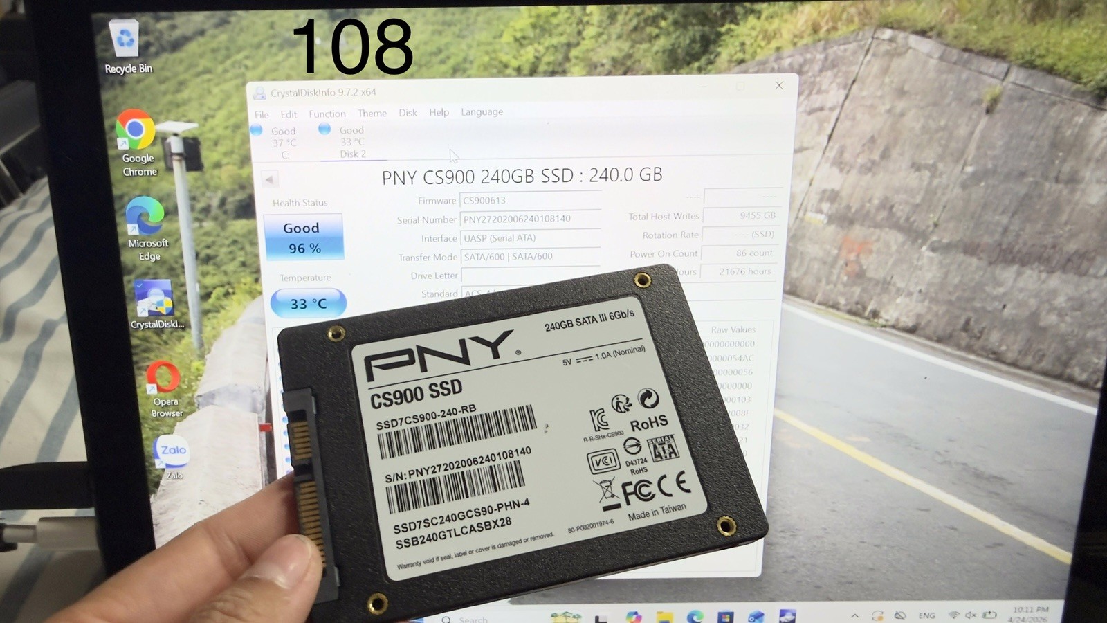 PNY CS900 240GB SSD SSD7CS900-240-RB SATA III 6Gb/s Health 96%