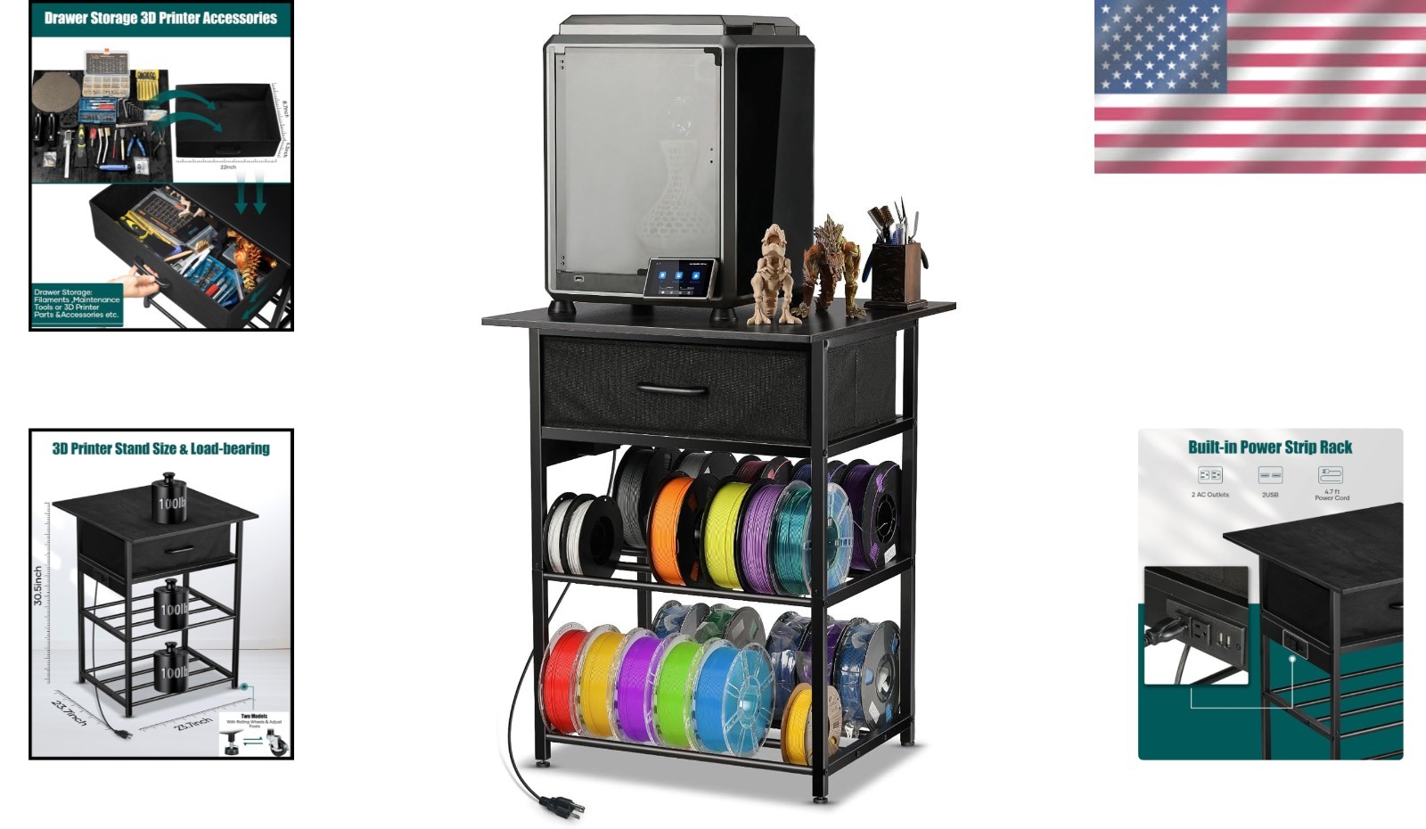 Multi-Functional 3D Printer Stand – Filament Storage Shelf**