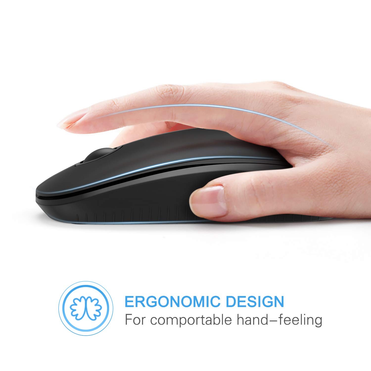 VssoPlor Wireless Mouse, 2.4G Slim Portable Computer Laptop Mouse with Black