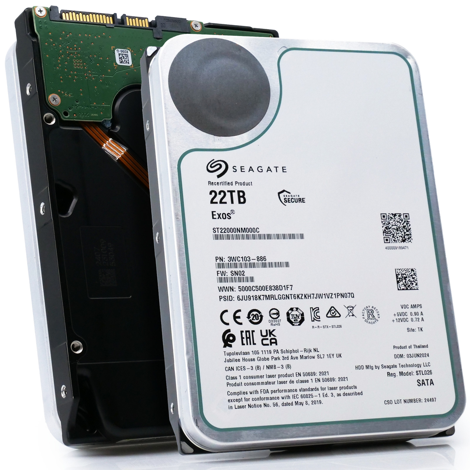 Seagate Exos 22TB ST22000NM000C 7.2K RPM SATA 6Gb/s 512e 3.5″ Enterprise HDD