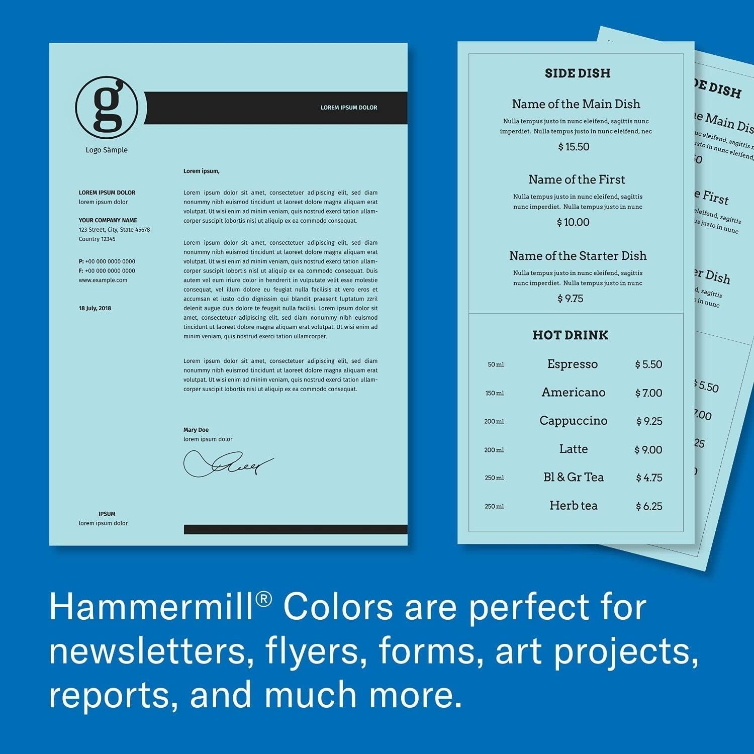 Pastel Blue Colored Paper, 20 lb 8.5×11 – 500 Sheets with Jam-Free Guarantee