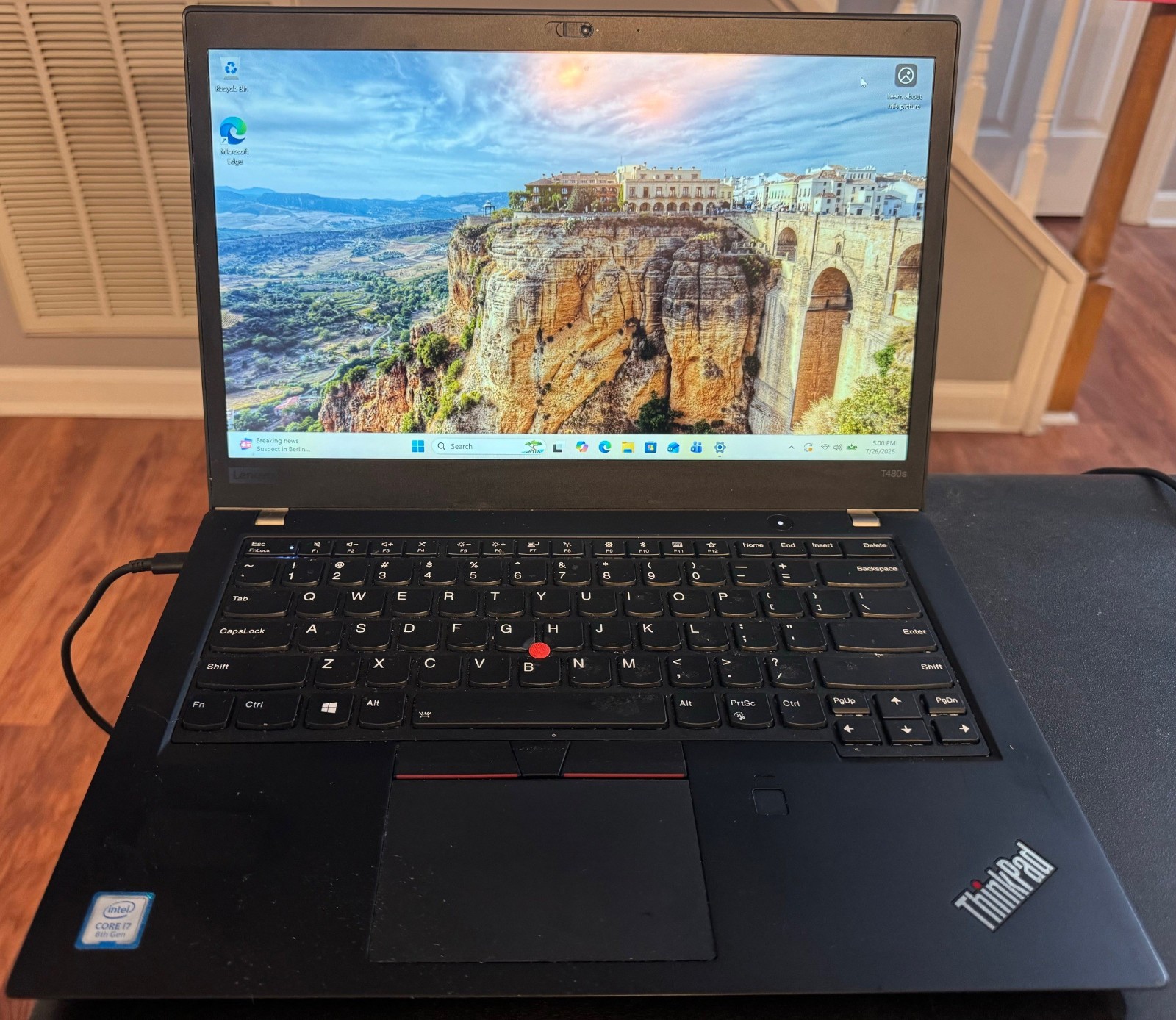 Used Lenovo ThinkPad T480s 14″ touch, W11 Pro, i7-8550U 1.80GHz 16GB 256GB SSD