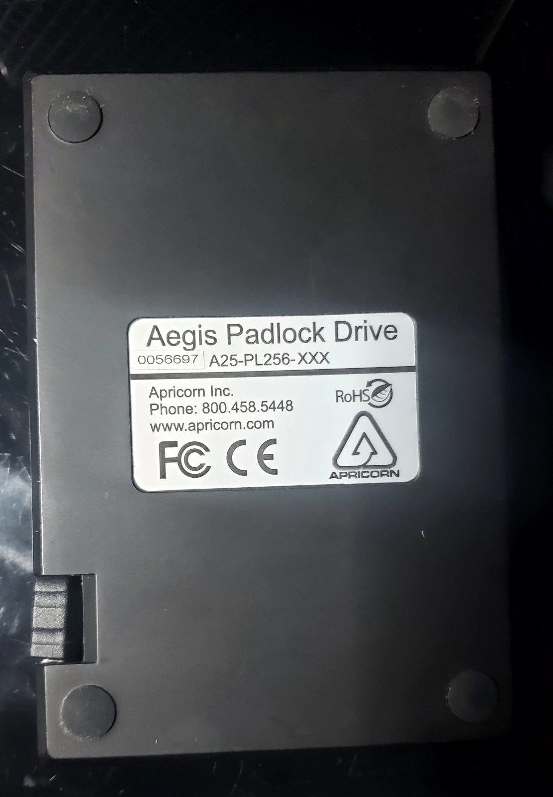 Apricorn Aegis Padlock External USB Hard Drive Password Protection Gray 500GB