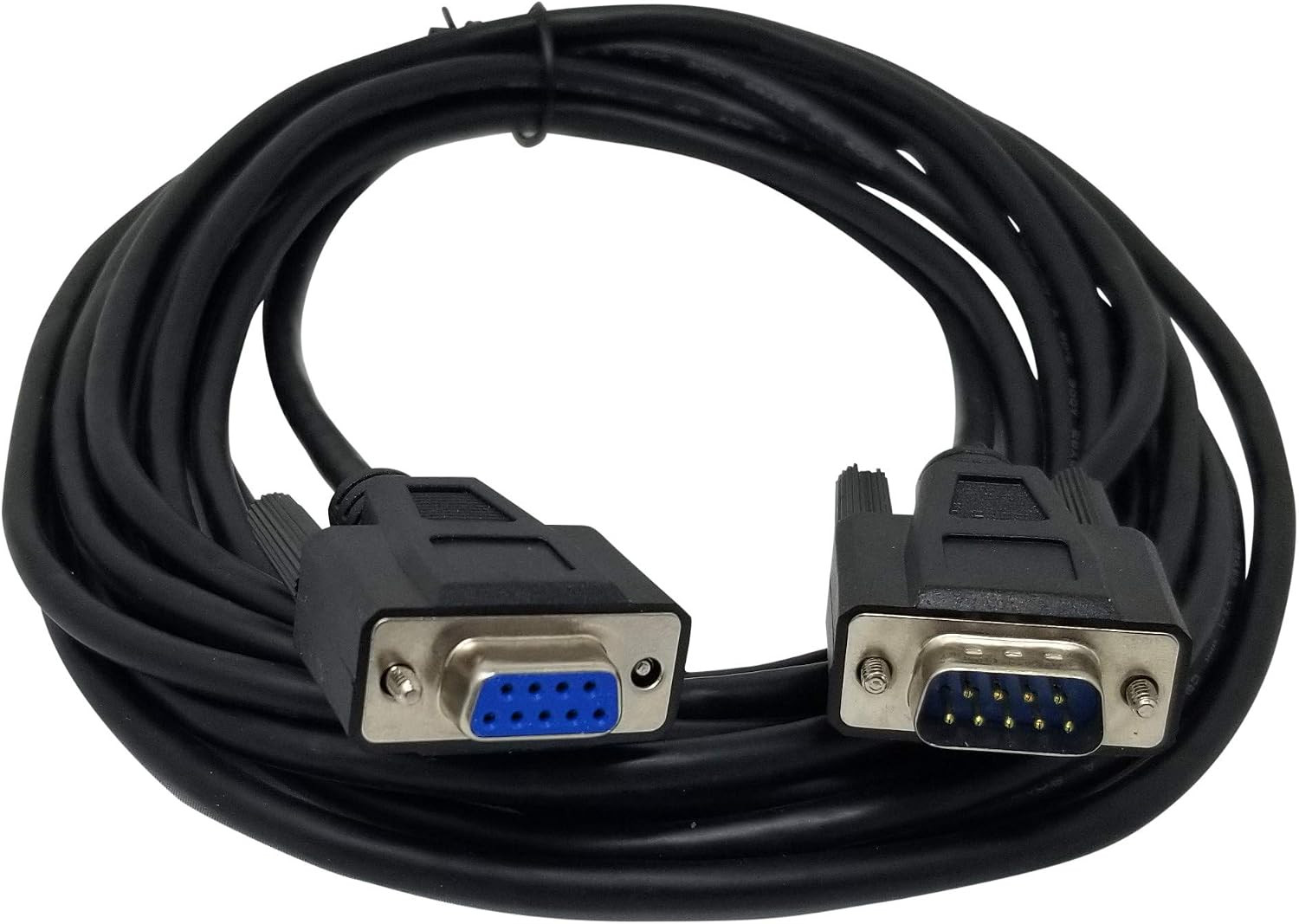 Black DB9 9 Pin Serial / RS232 Male/Female Extension Cable (15 Ft)