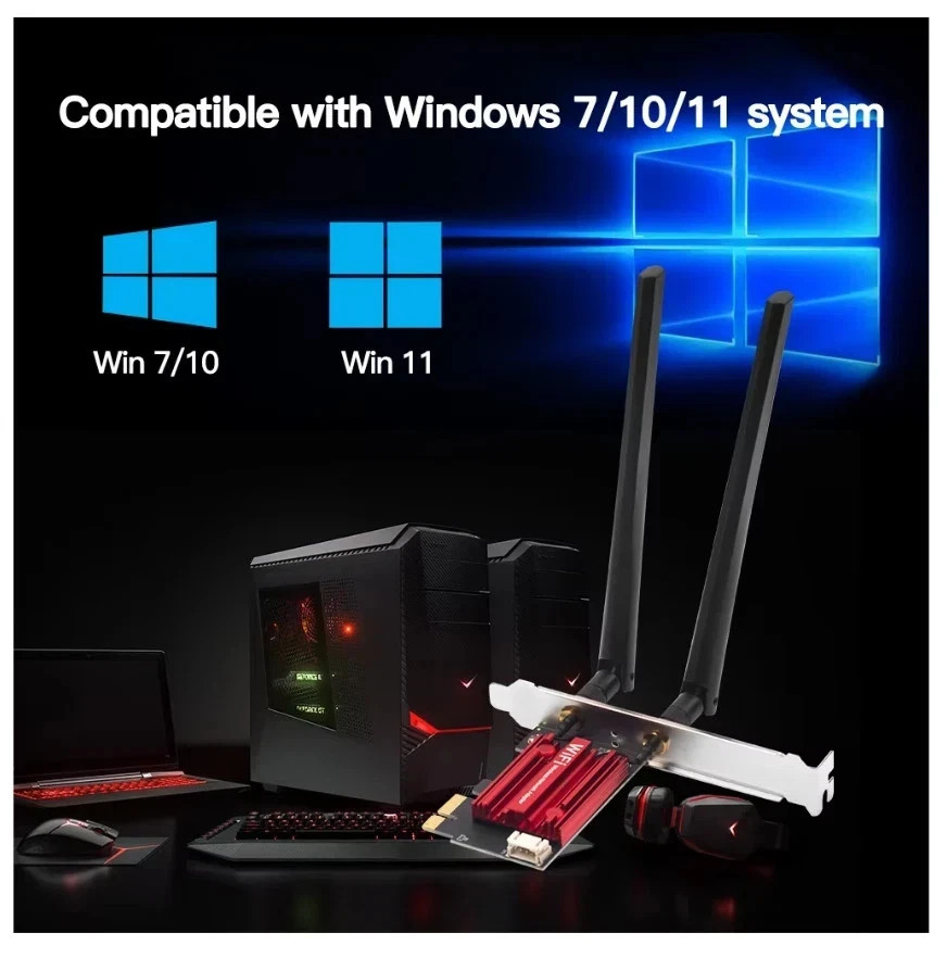 AC1200 WIFI 5 PCI-E Wireless Adapter Desktop PC Internal Card 802.11AC+Bluetooth