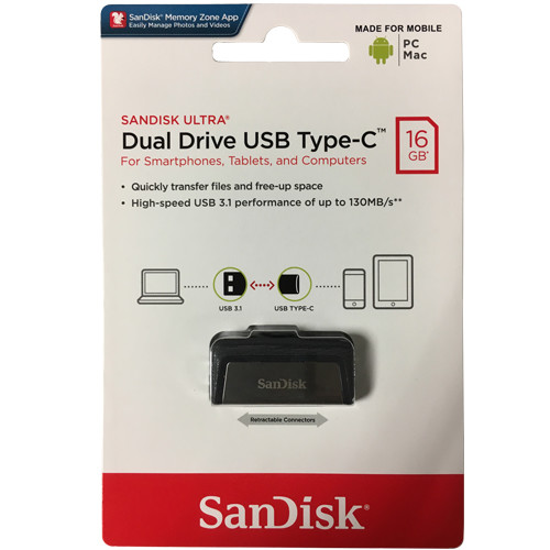 SanDisk Ultra16/32/64GB Dual USB 3.1 Type C Flash Drive Memory Stick 130MB/s-UK