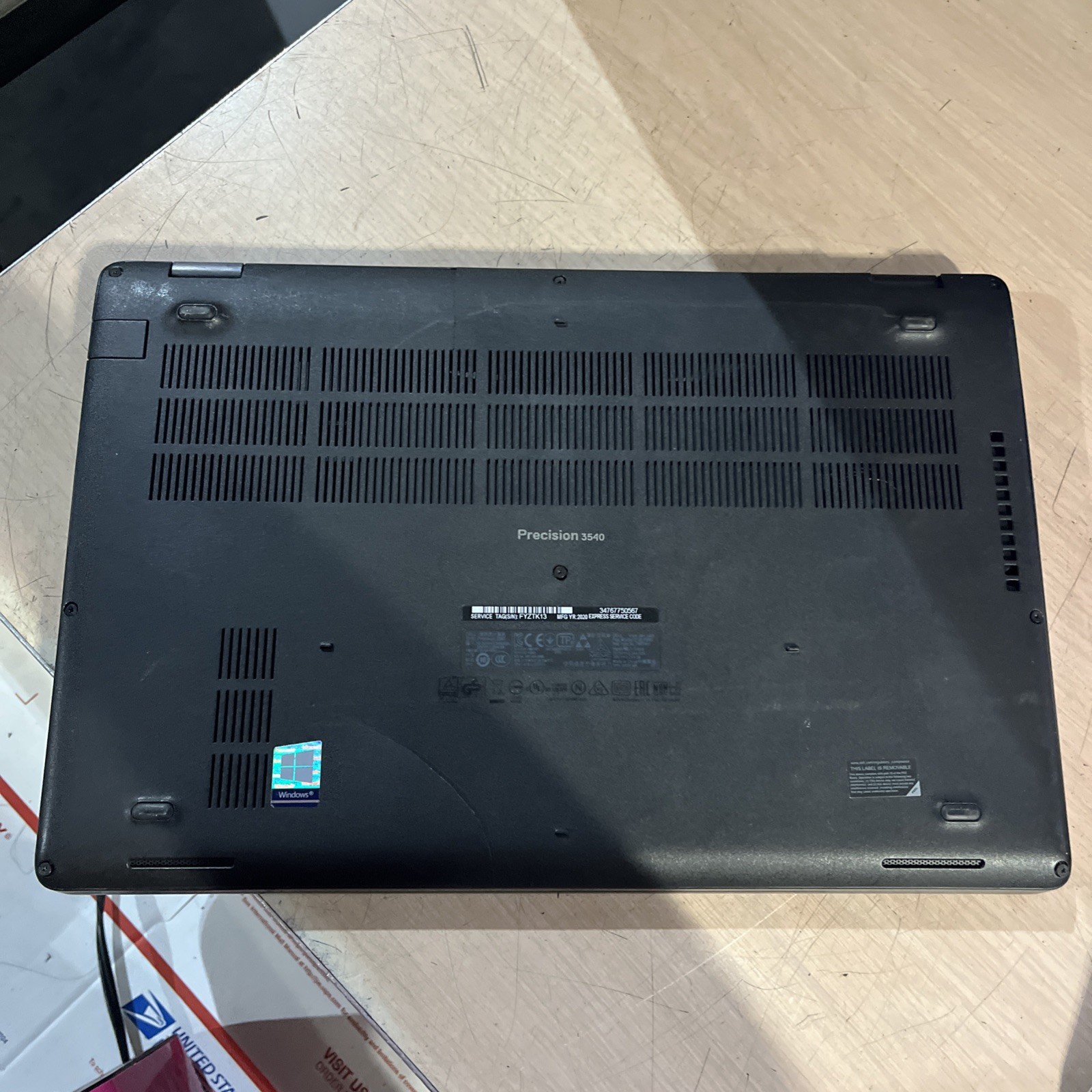 DELL PRECISION 3540 INTEL CORE I7-8665U 1.90GHZ 8GB RAM NO HD