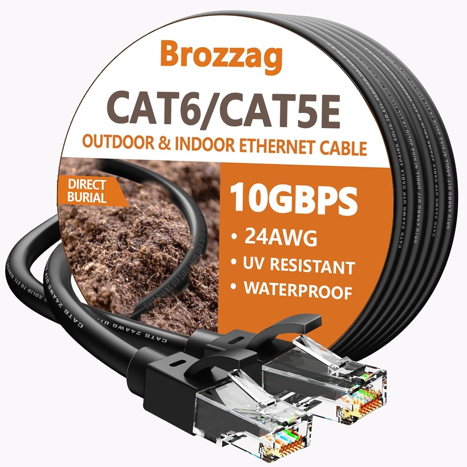 50ft Ethernet Cable for Gaming & Streaming – Cat6/Cat5E, Waterproof & Heavy Duty