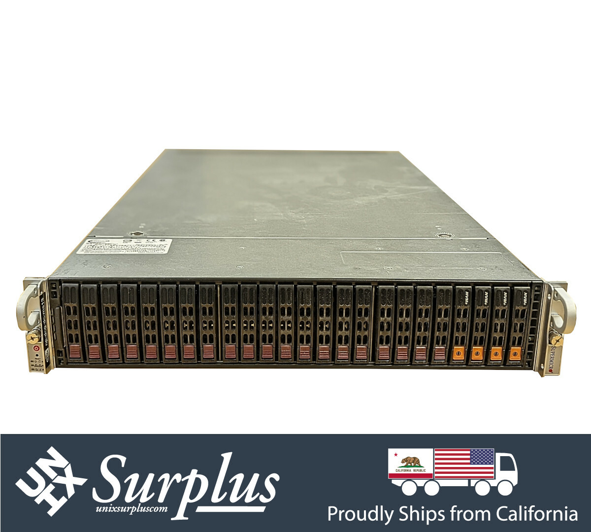 2U Server 24 Bay SFF 4x 960GB NVMe 2x Intel E5-2670 V3 24 Cores 2x 10Gbas-T 2PS