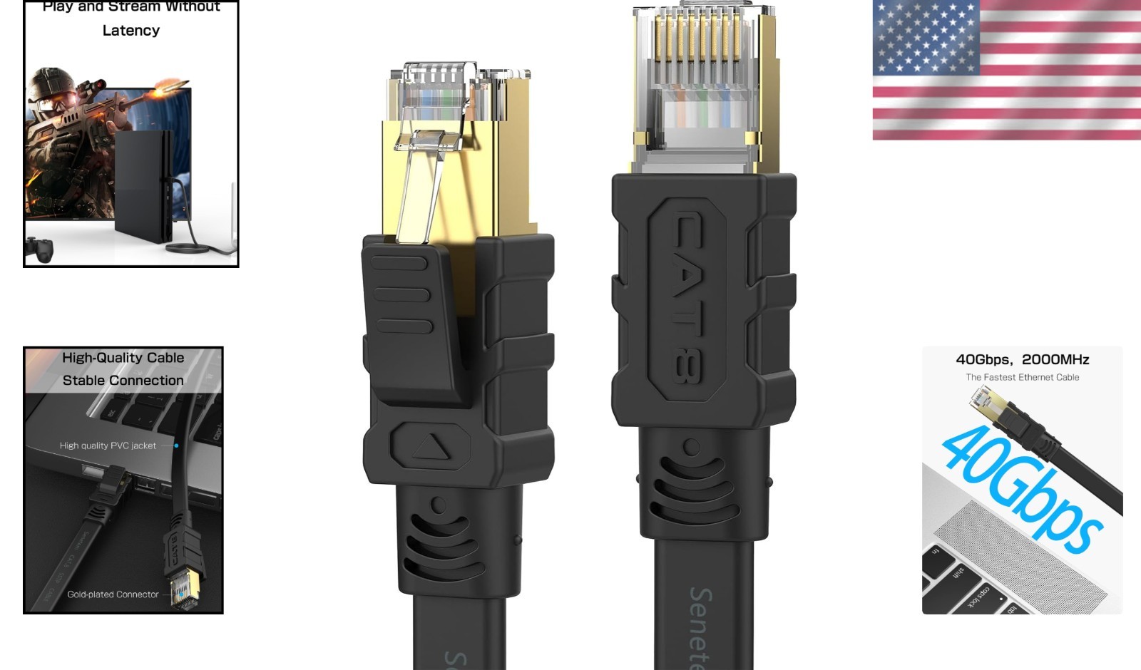 Ultra-Fast Cat 8 Ethernet Cable 100FT, 2000MHz Shielded for Gaming & Streaming