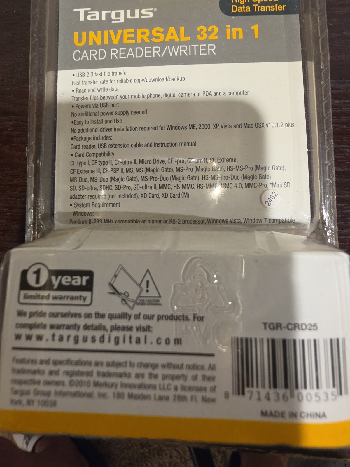 TARGUS UNIVERSAL 32 – IN – 1 CARD READER / WRITER (NEW) High SPEED data transfer