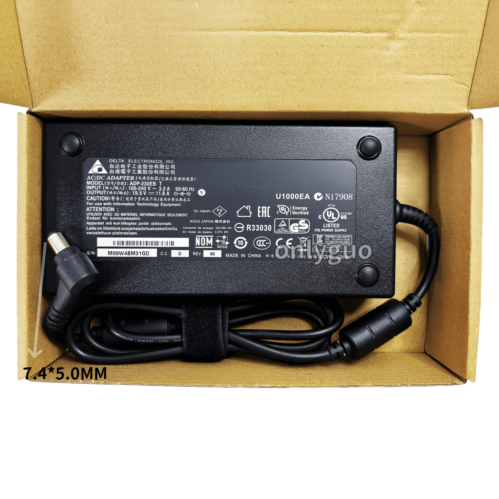 NEW Original 230W AC Adapter Charger 7.4mm for MSI GT72 GT72S GT72VR ADP-230EB T