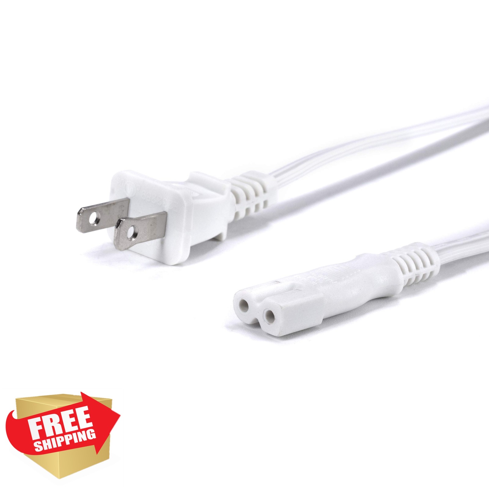 THE CIMPLE CO 8 Ft White Polarized 2-Prong Power Cord