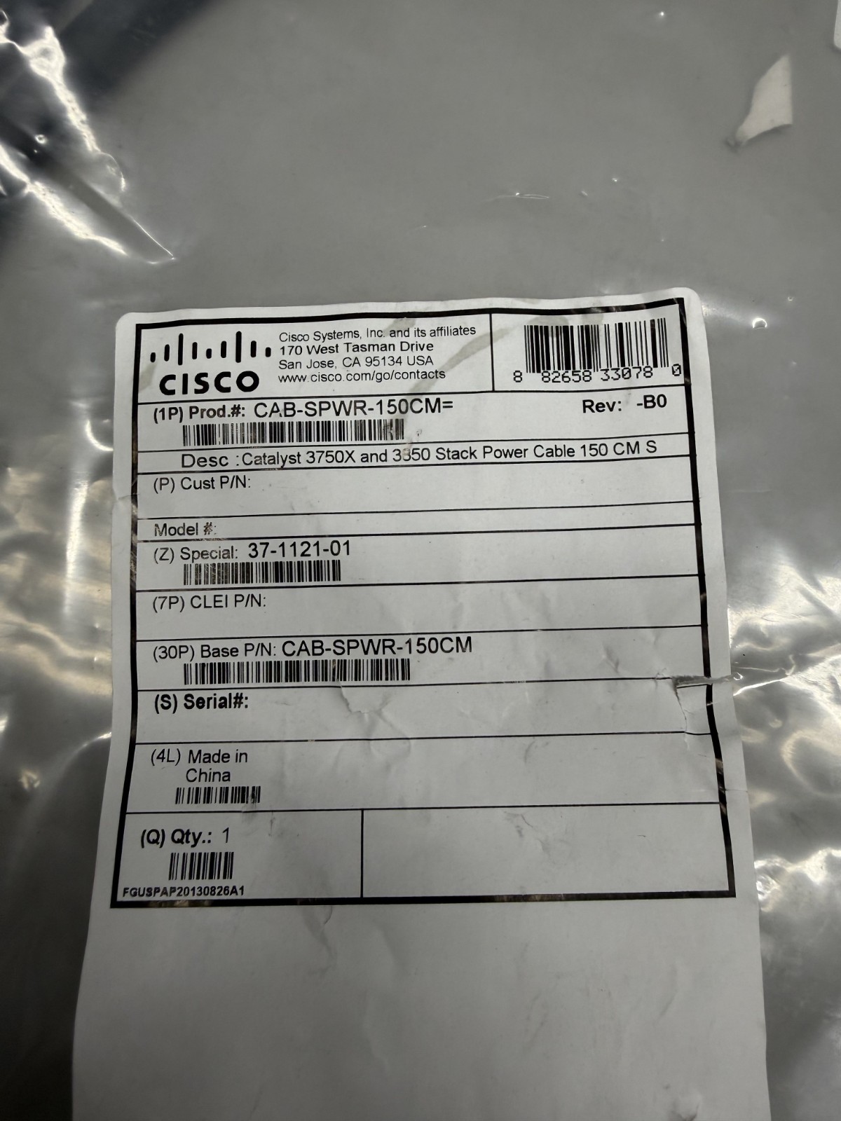 NEW Cisco 37-1121-01 CAB-SPWR-150CM Power Stack Cable For 3750x & 3850 Switch