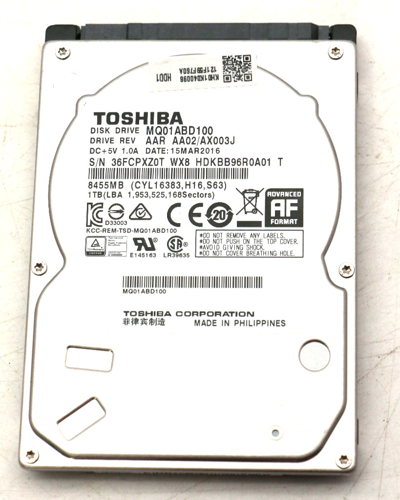 Toshiba MQ01ABD100V 1TB Internal Hard Drive HDD 2.5″ 5400rpm 8MB Cache /DIV114748