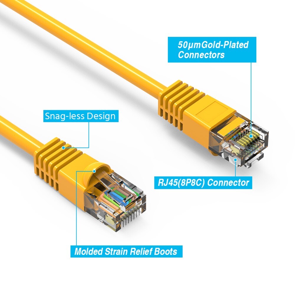 5FT Cat5E RJ45 Network Modem LAN Ethernet UTP Molded Snagless Patch Cable Yellow