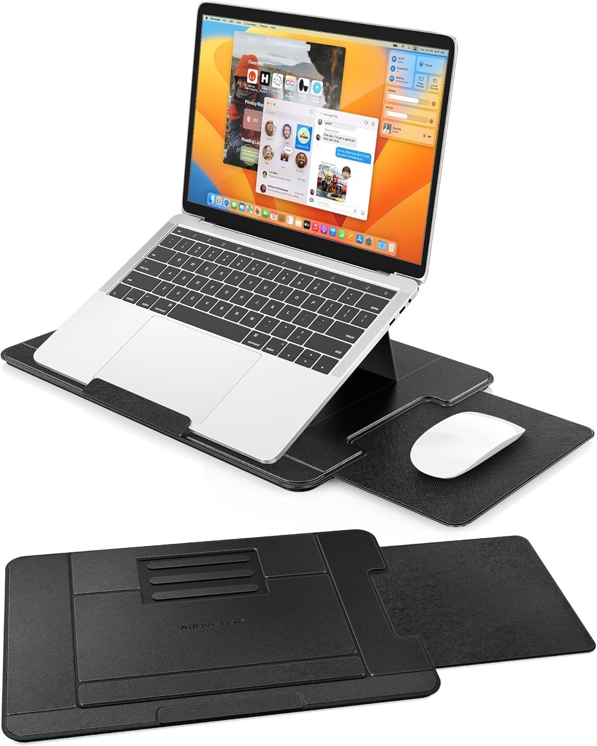 AboveTEK Adjustable Laptop Lap Desk 3 Ergonomic Angles PU Leather – Black