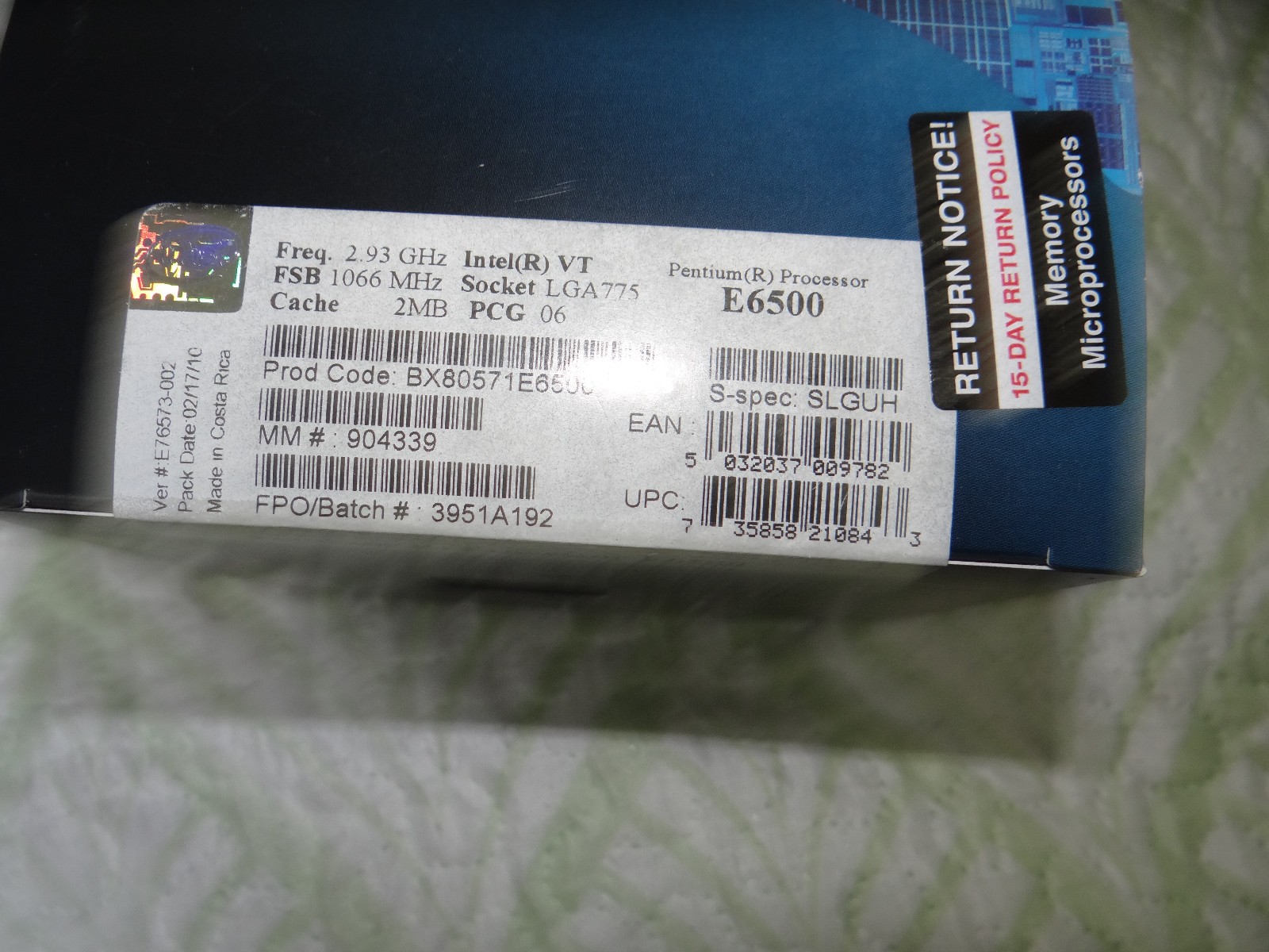 INTEL PENTIUM E6500 DualCore 2.93GHz Processor CPU — Sealed Box