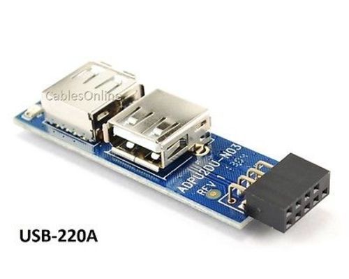 USB 2.0 9-Pin Header (2×5) to Dual USB A Female Port I Type Internal Adapter