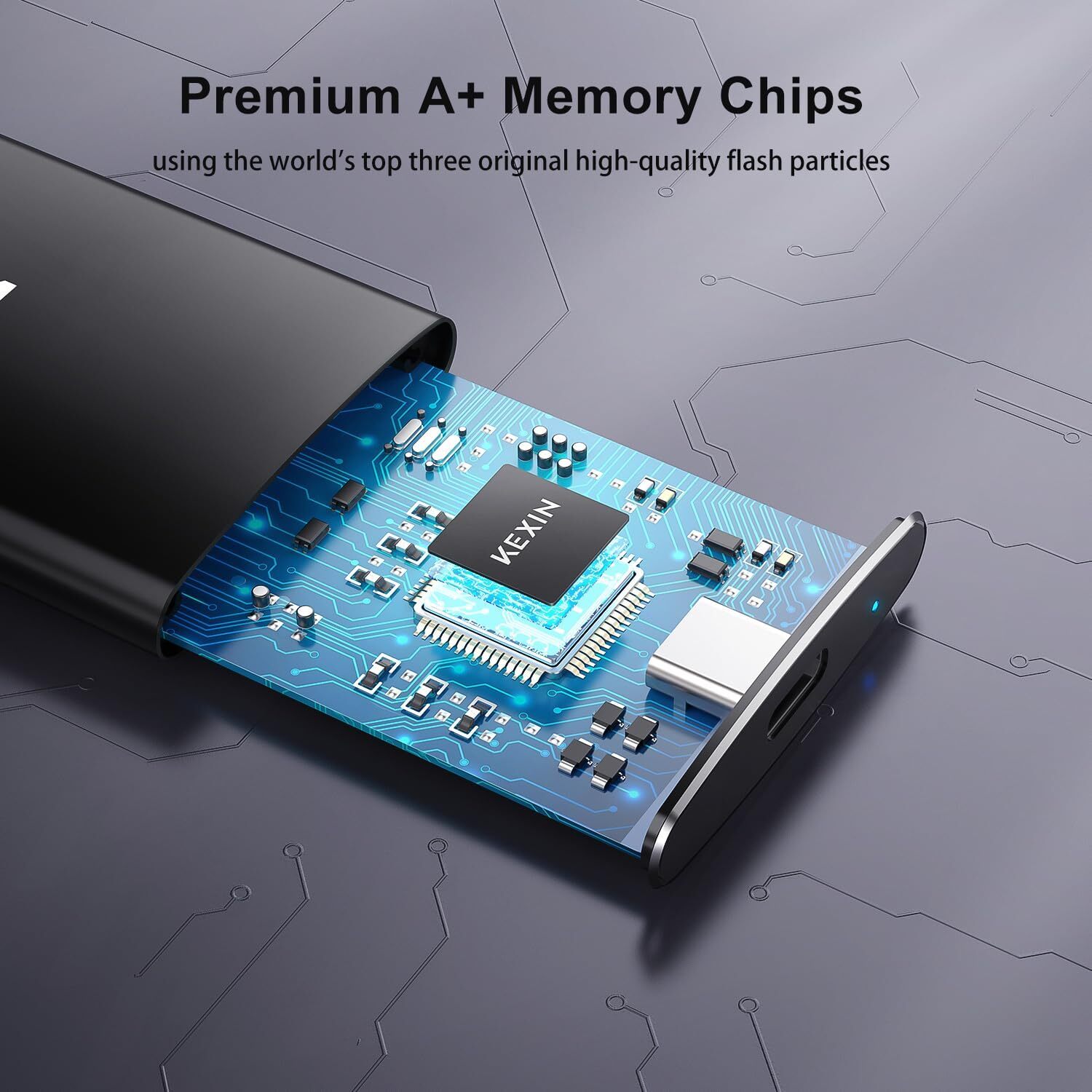 KEXIN External SSD USB-C Portable SSD USB 3.0 1TB Solid State Drive to 500MB/S
