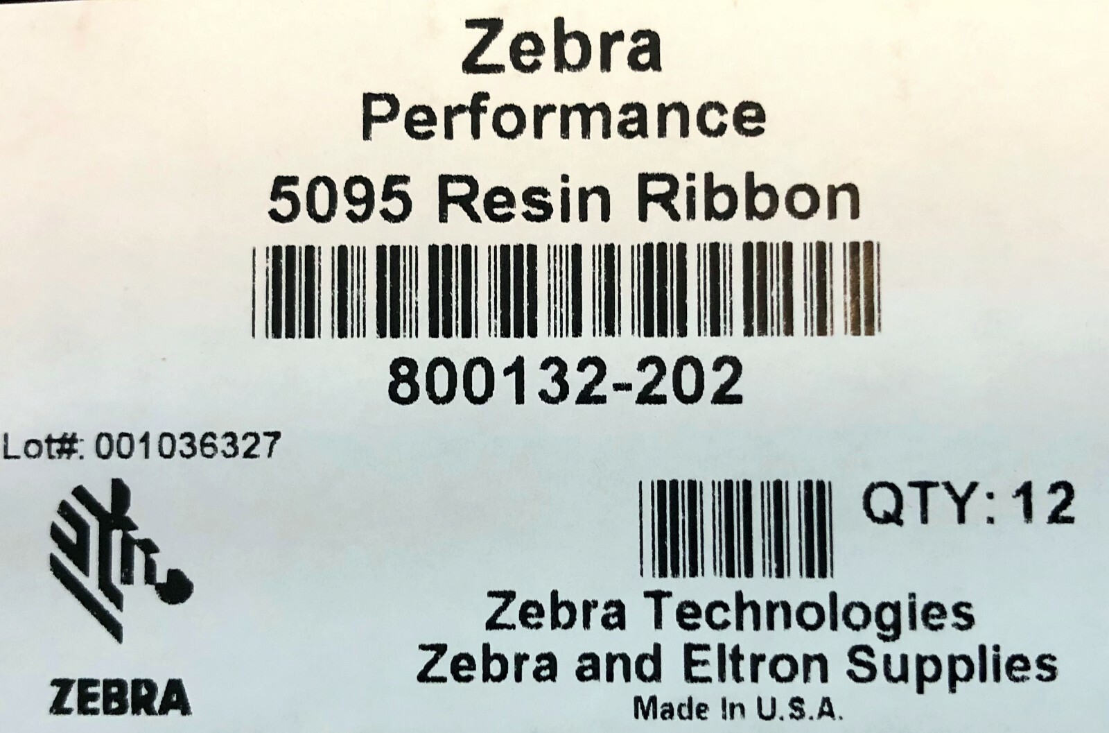 Zebra 800132-202 Resin 2.24″x242′ 5095 High Thermal Ribbon 0.5in Core 12rolls/Bx