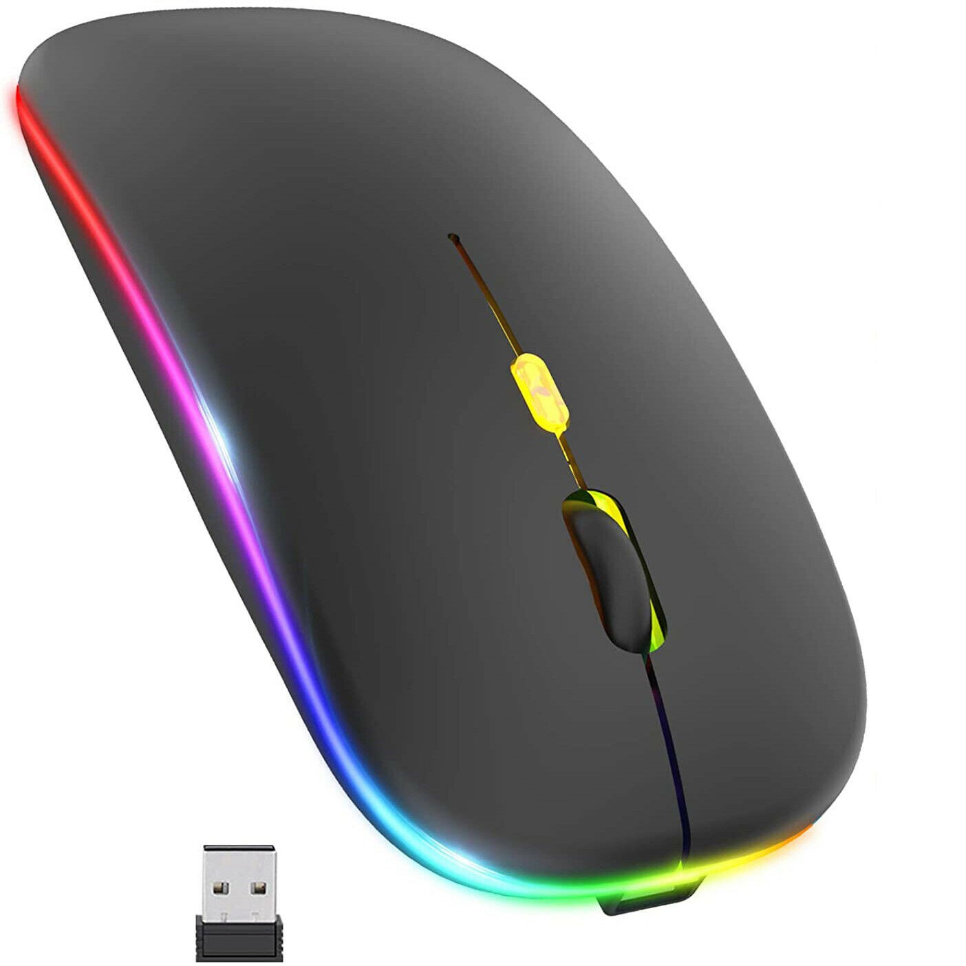 Rechargeable Slim Wireless Bluetooth 5.1 Mouse Dual Mode LED Mice iPad Laptop PC
