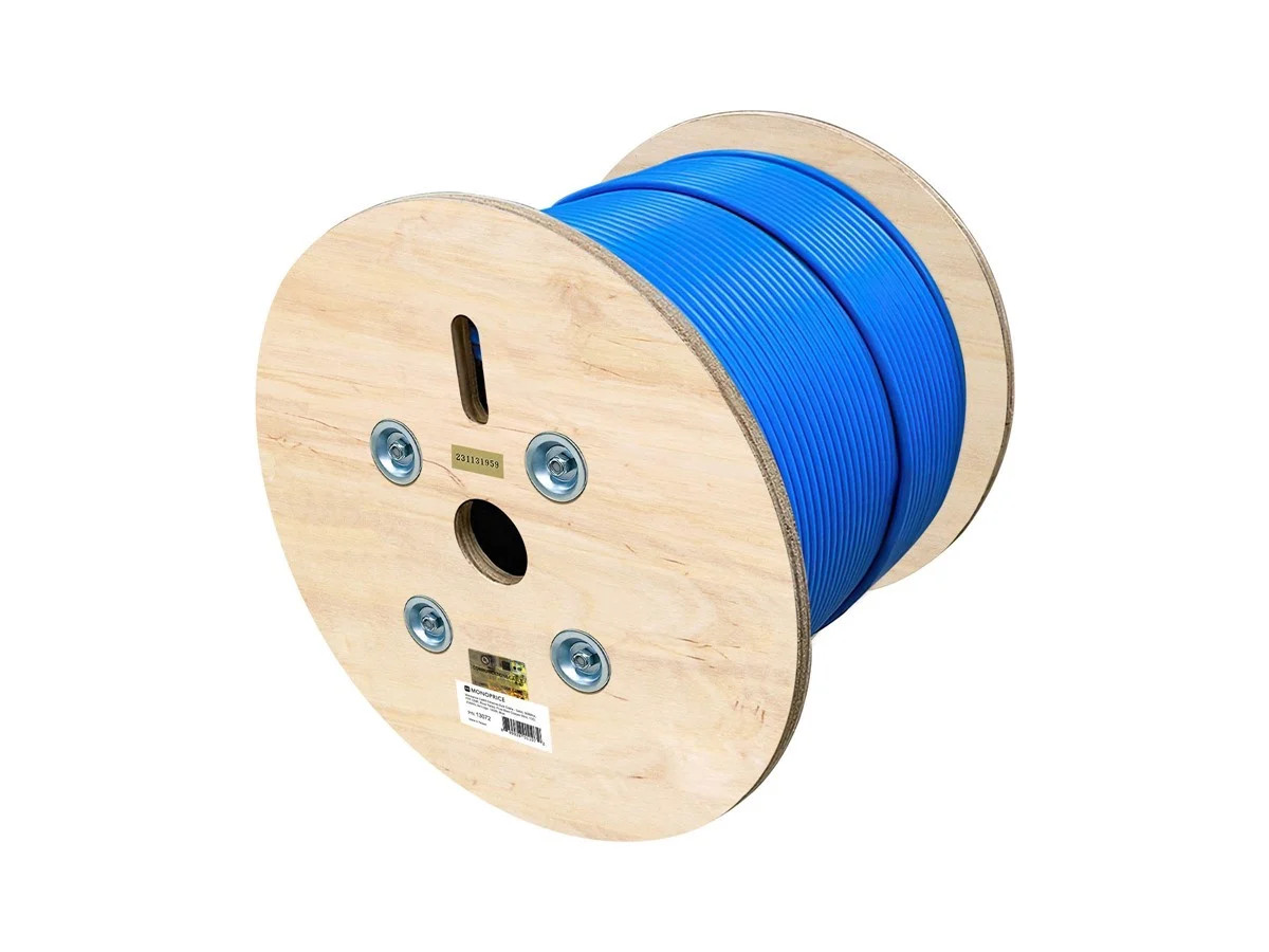 Cat6A Ethernet Bulk Cable Network Solid FTP CMR Riser Rated 23AWG 1000ft Blue