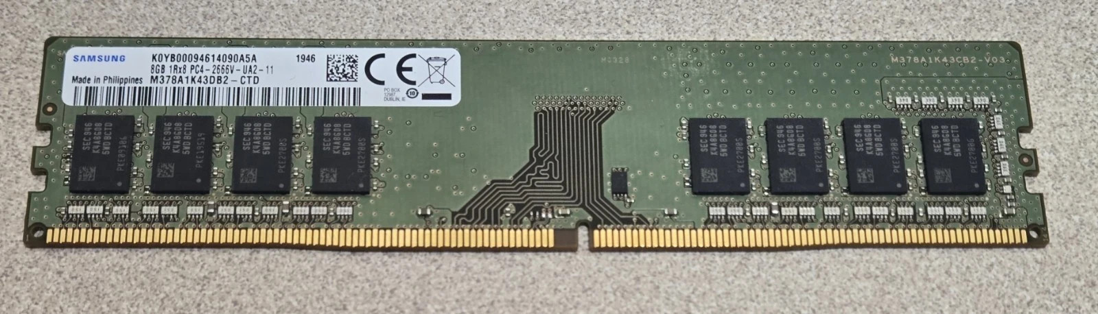 Samsung M378A1K43CB2-CRC 8GB DDR4 UDIMM Module DESKTOP RAM