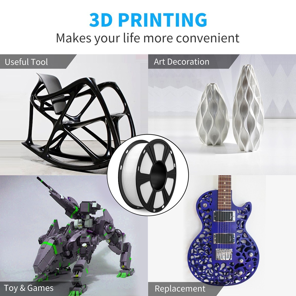 Geeetech Filament 0.5/1KG 1.75mm PLA/PETG/TPU/HS-PLA/ABS+/ASA/Resin 3D Printer