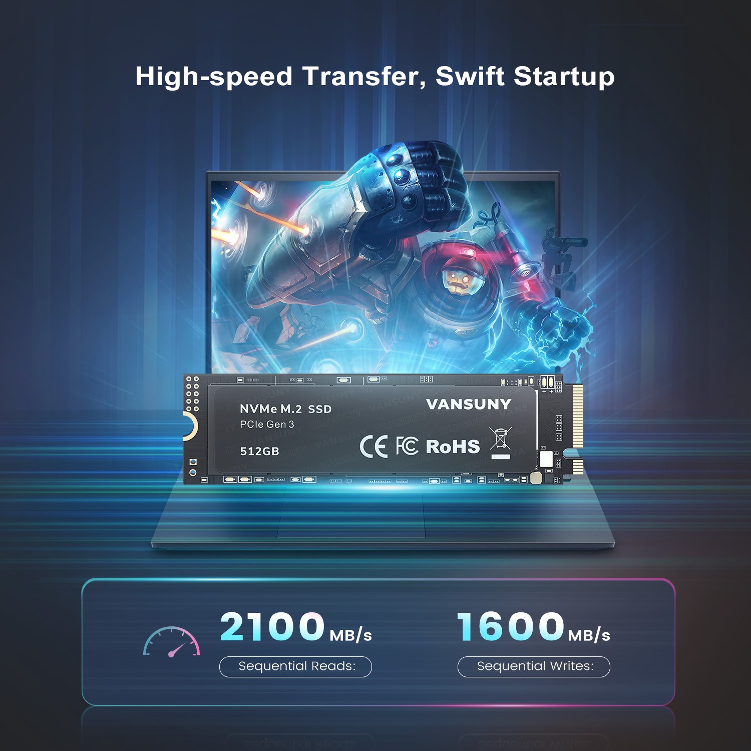 Kootion 256GB Internal Solid State Drive PCle3.0 NVMe M.2 Drive Data to 2000MB/S