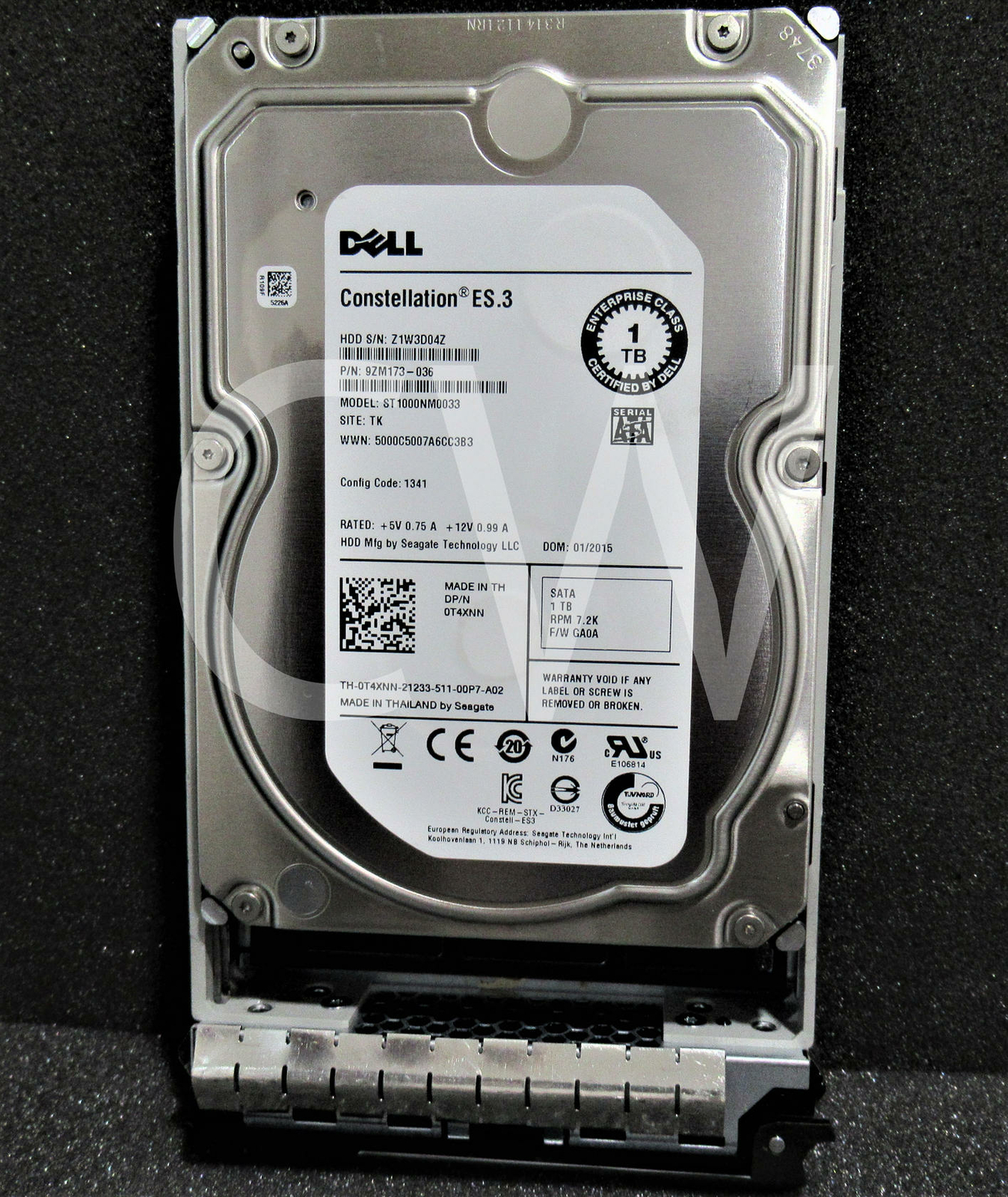 DELL CONSTELLATION ES.3 1TB 7.2K 6G 128MB 3.5″ SATA Hard Drive W/Caddy