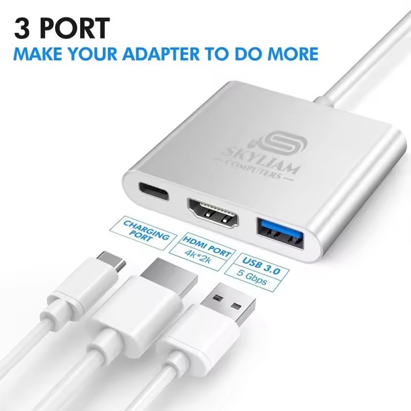 High Speed Type C 3 in 1 Adapter 3 in 1 USB Type C Hub with HDMI 4K USB3.0
