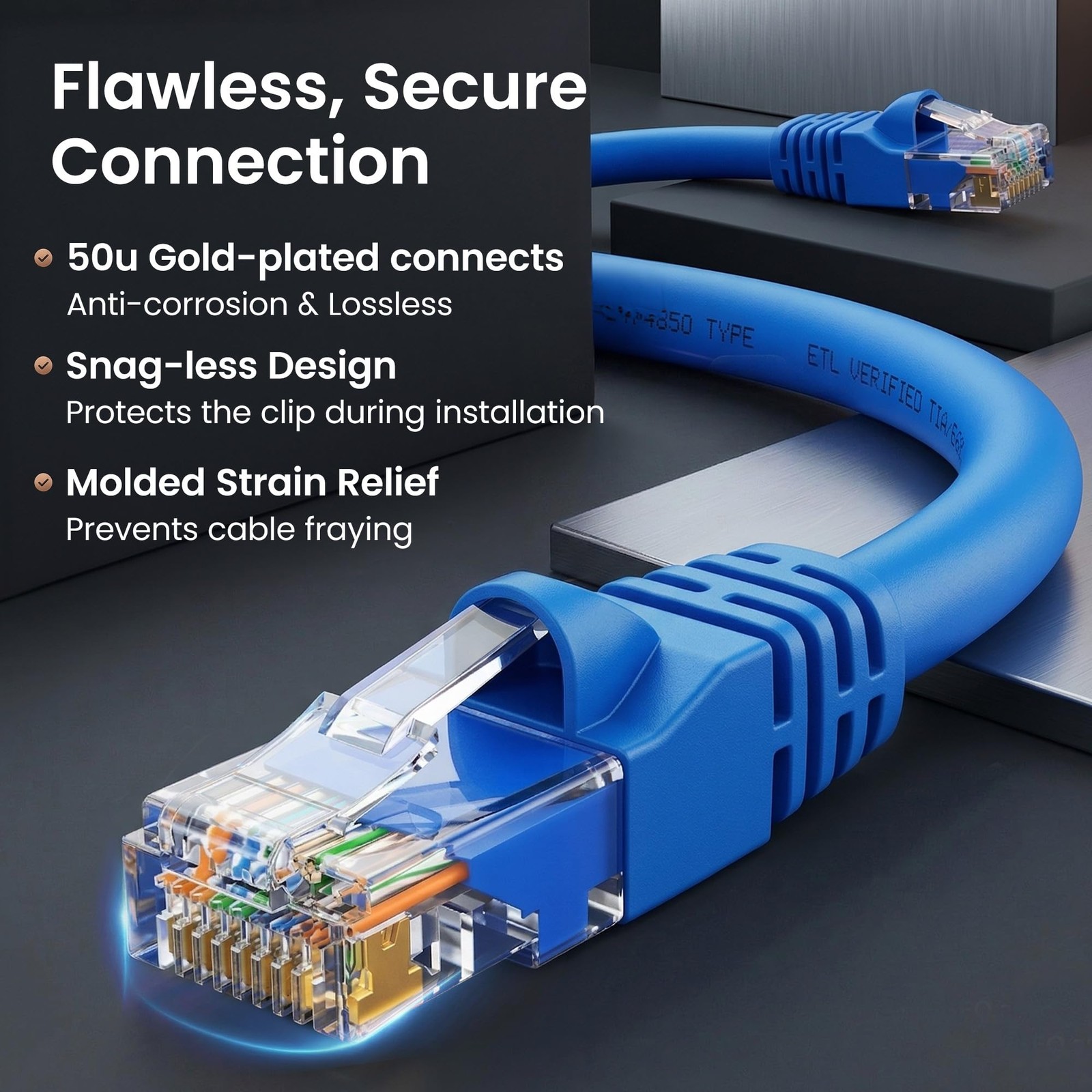 Cat 6 Ethernet Patch Cable 15 ft Blue (10 Pack) – Cat6 Patch Cables 15ft Blue…