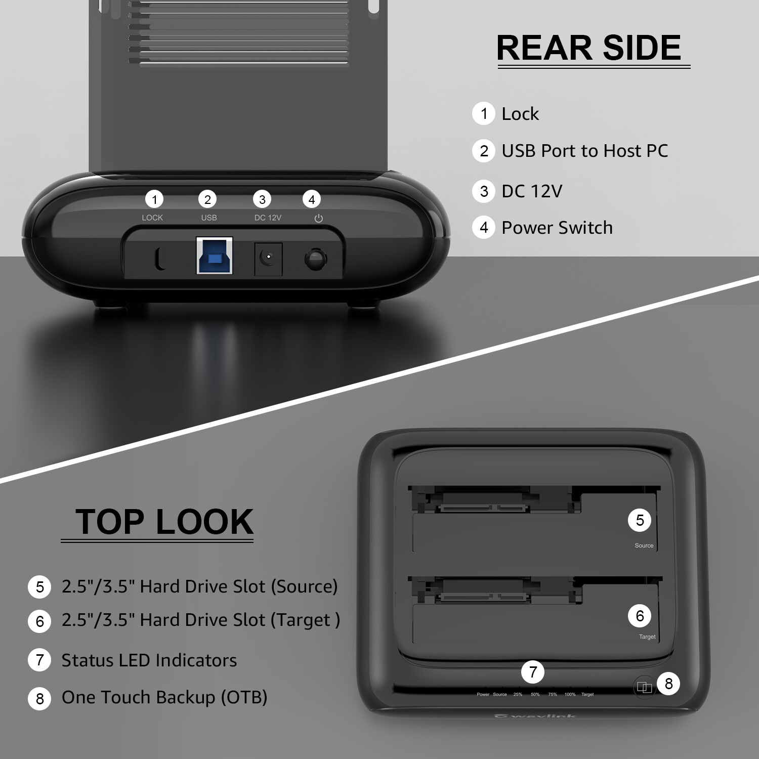 External Hard Drive Docking Station Enclosure Reader USB 3.0 to SATA I/II/III