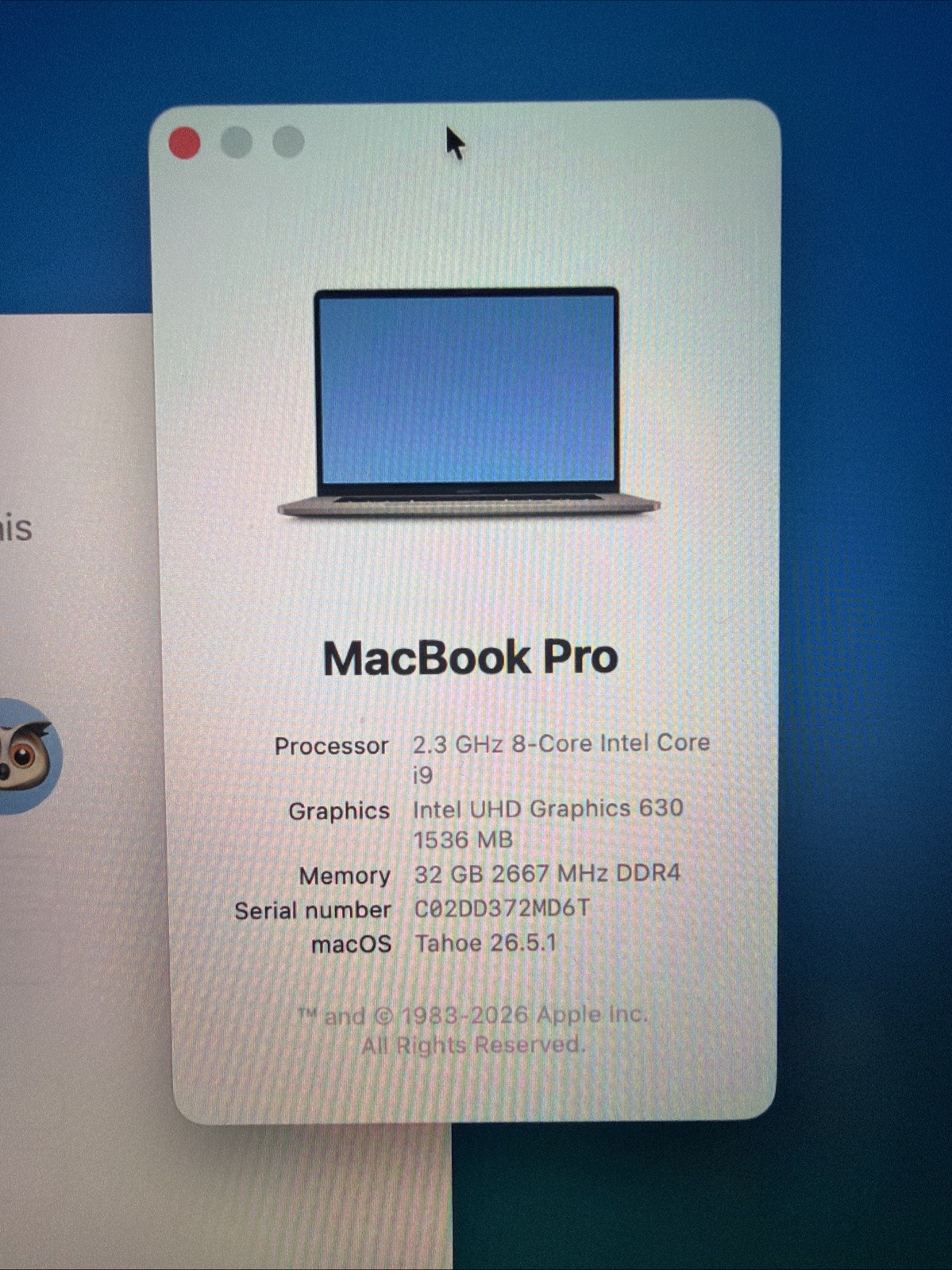 MacBook Pro 16 Inch 32GB Memory 1TB Storage 2.3 GHz 8-Core Intel Core i9 A2141