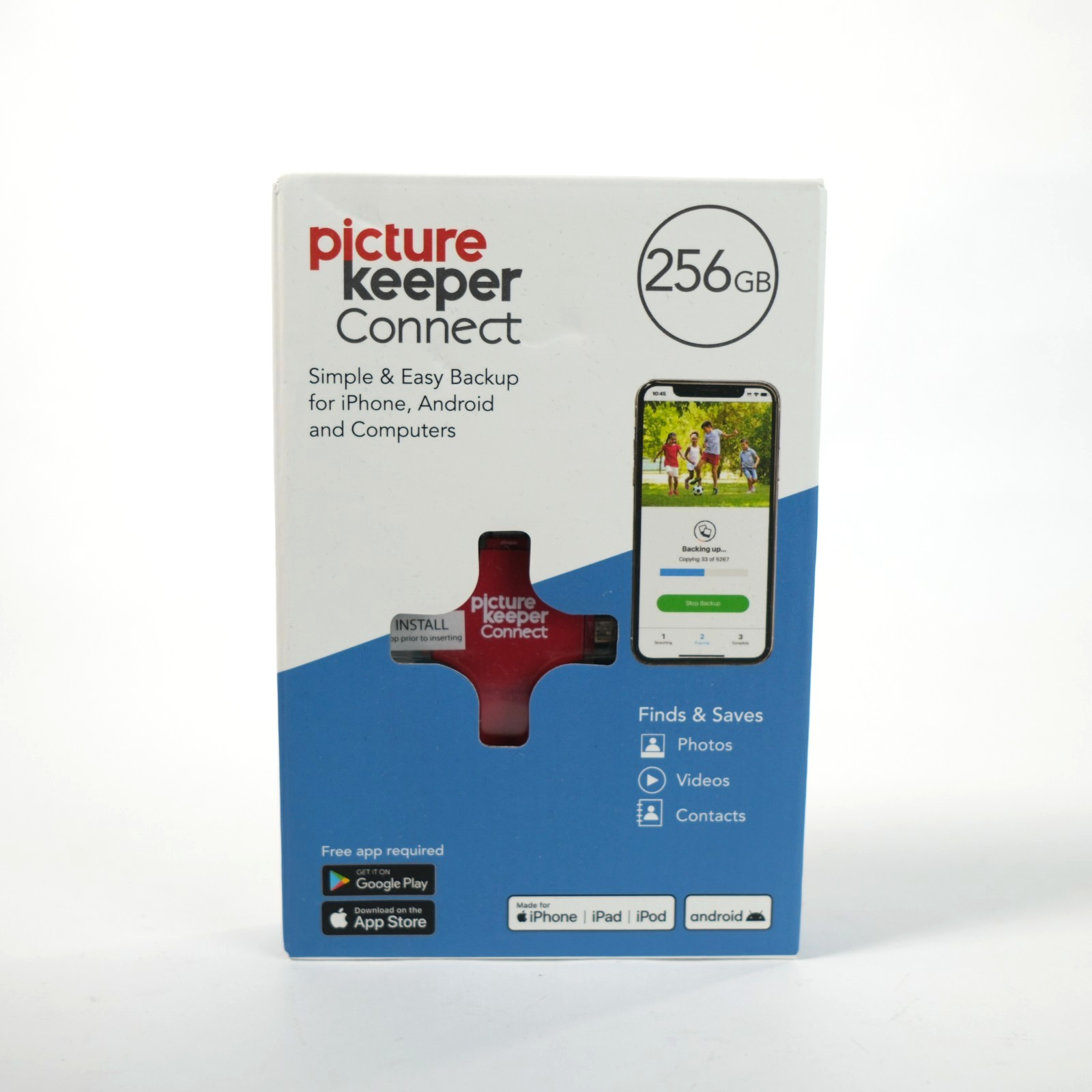 Picture Keeper Connect 256GB Photo Backup Flash Drive iPhone Android PC Mac NIB