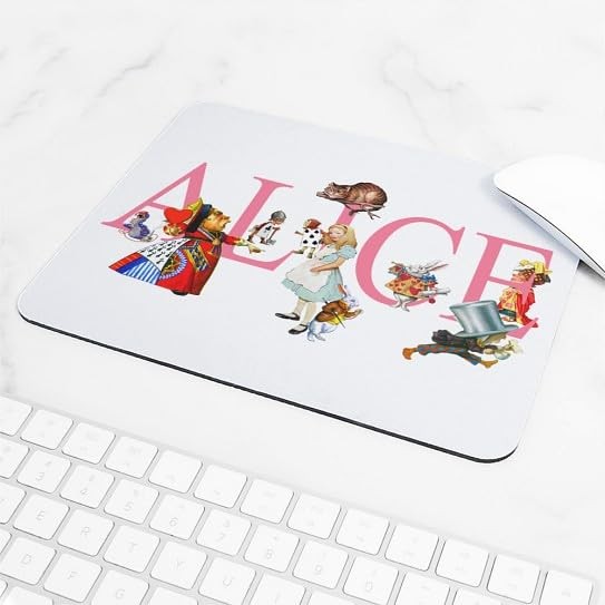 CafePress Alice & Friends in Wonderland Mousepad 9.25 x 7.75 inches, white
