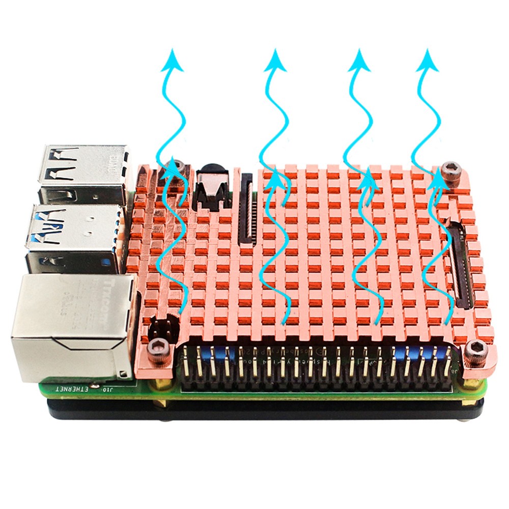 Thin Pure Copper Heatsink Protective Passive Cooling Case For Raspberry Pi 4B
