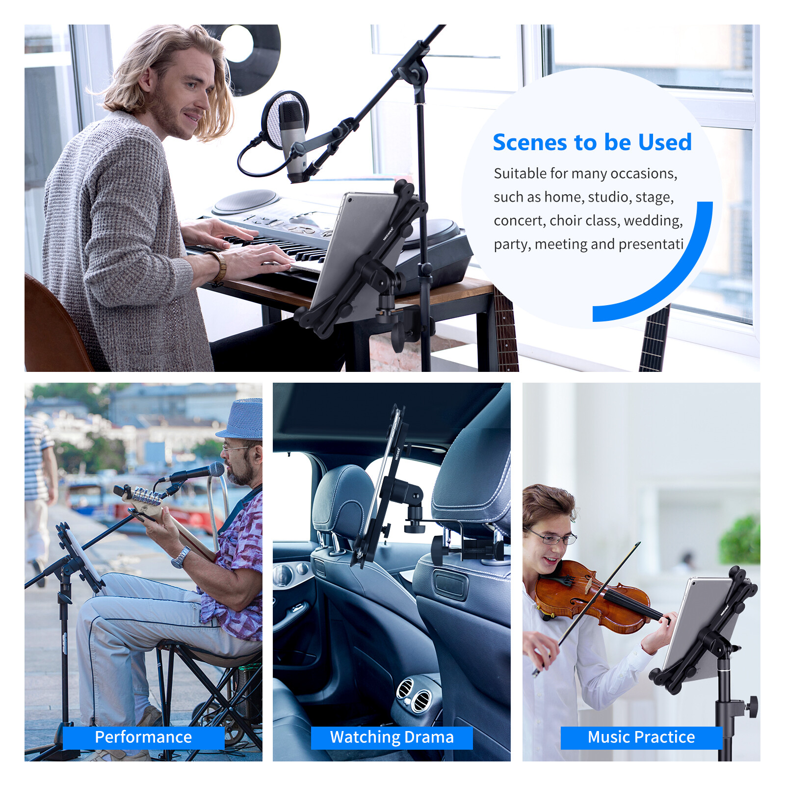 Neewer 7-14 inches Adjustable Tablet Holder Mount with 360 Degree Swivel Clamp