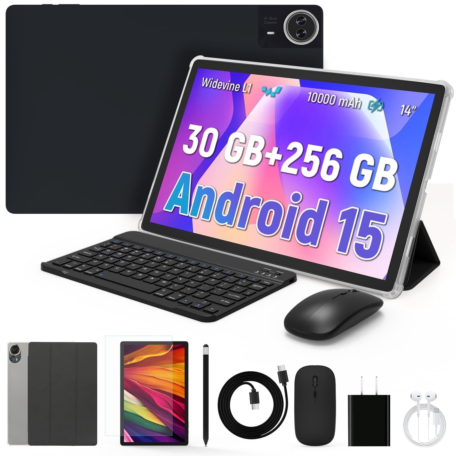 14 inch Tablet 30GB RAM 256GB ROM 1920*1200 FHD Tablet Android 15 WiFi6 (2TB TF)
