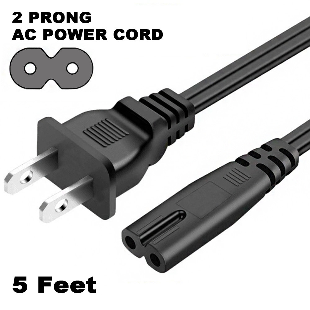 AC Power Cord,2 Prong Power Cord 5FT Standard 2-Slot Replacement PS5 4 3 2 US
