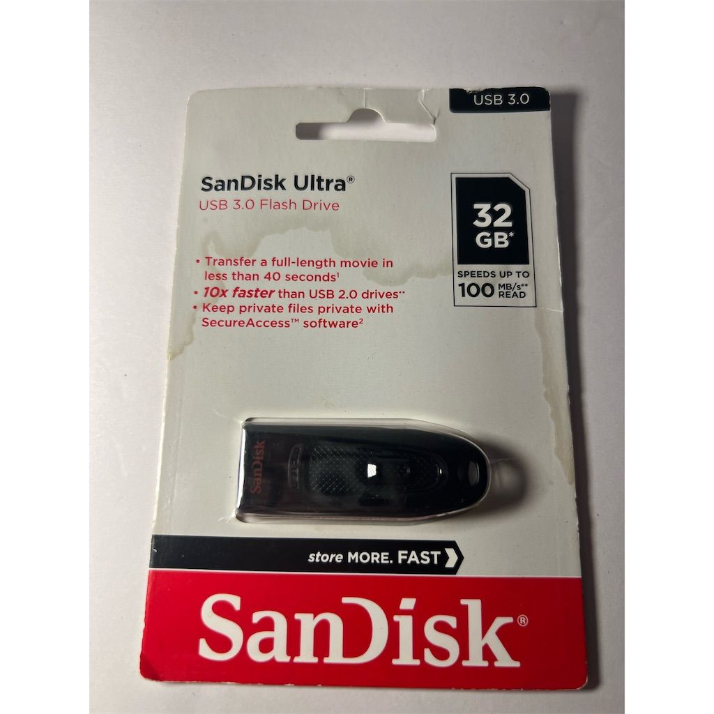 SanDisk Ultra 32GB USB 3.0 Flash Drive Black SecureAccess Compact Design