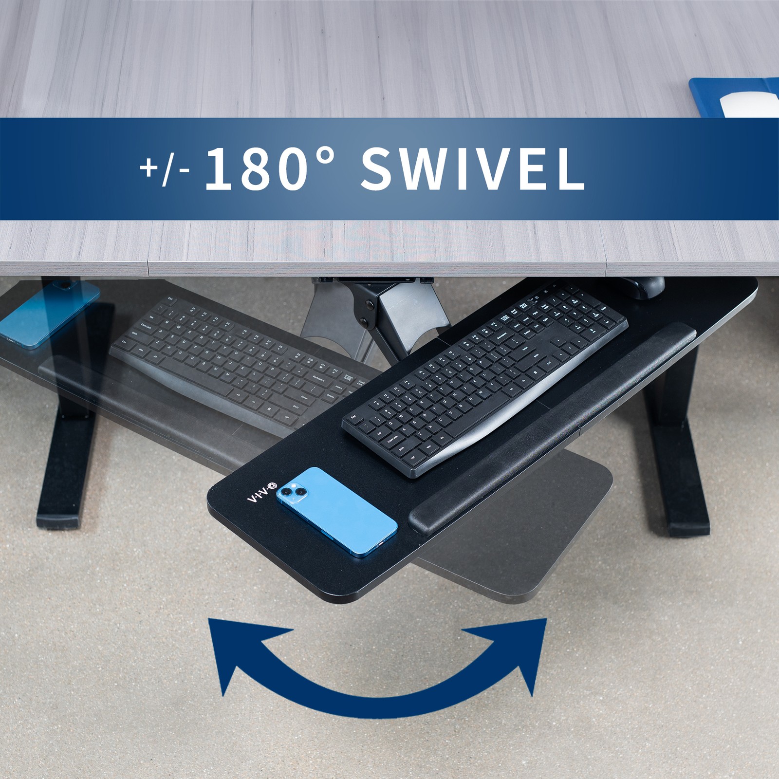 VIVO Adjustable 34″ Computer Keyboard & Mouse Platform Tray Under Desk Mount
