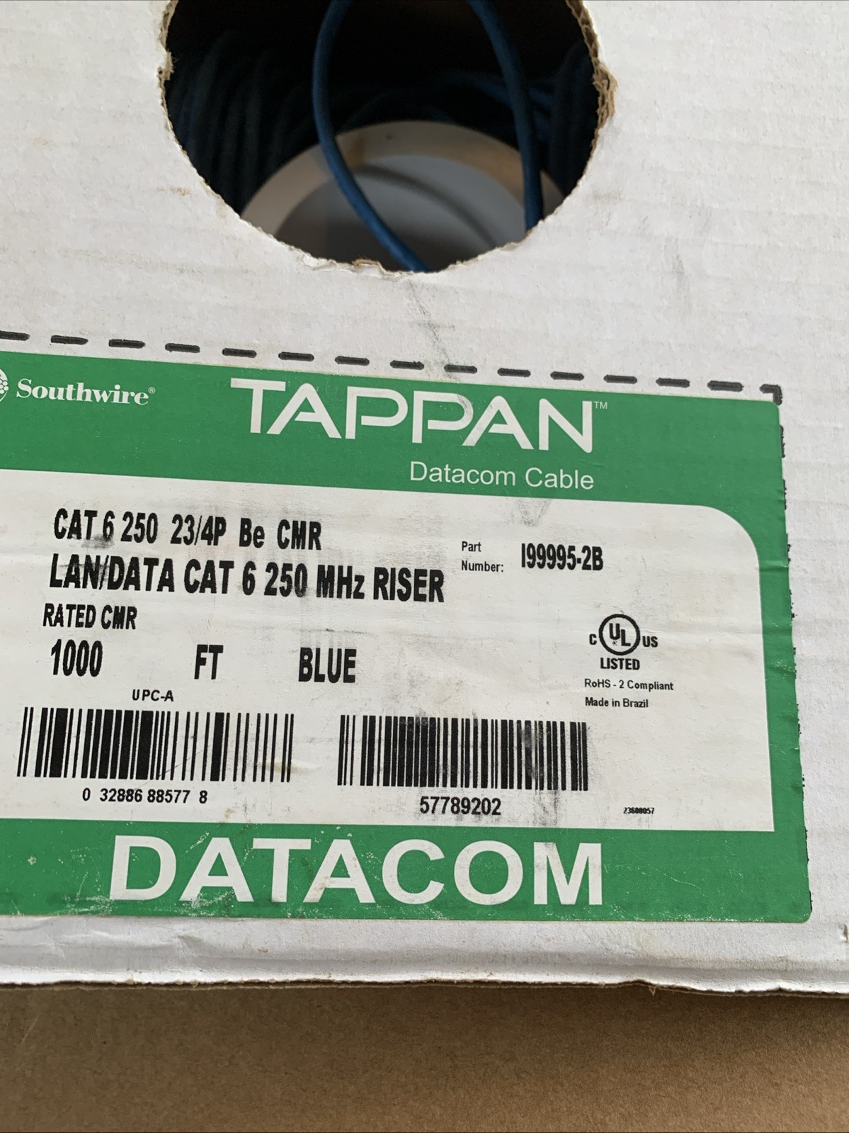Lab/data Cat6 250 MHz Riser Blue