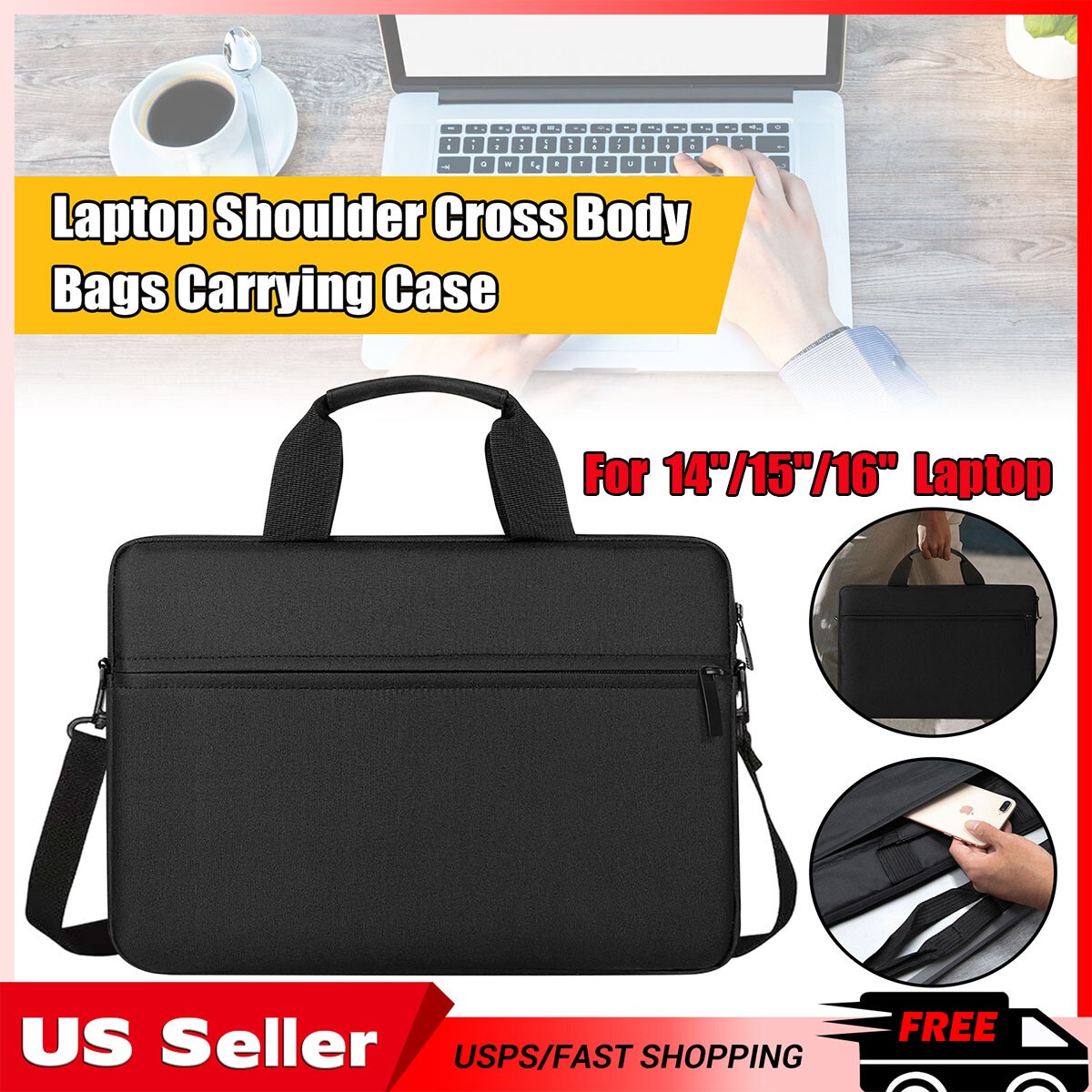 Laptop Bag Case With Shoulder Strap For 13″14″15.6″ HP/Asus/Macbook DELL Lenovo