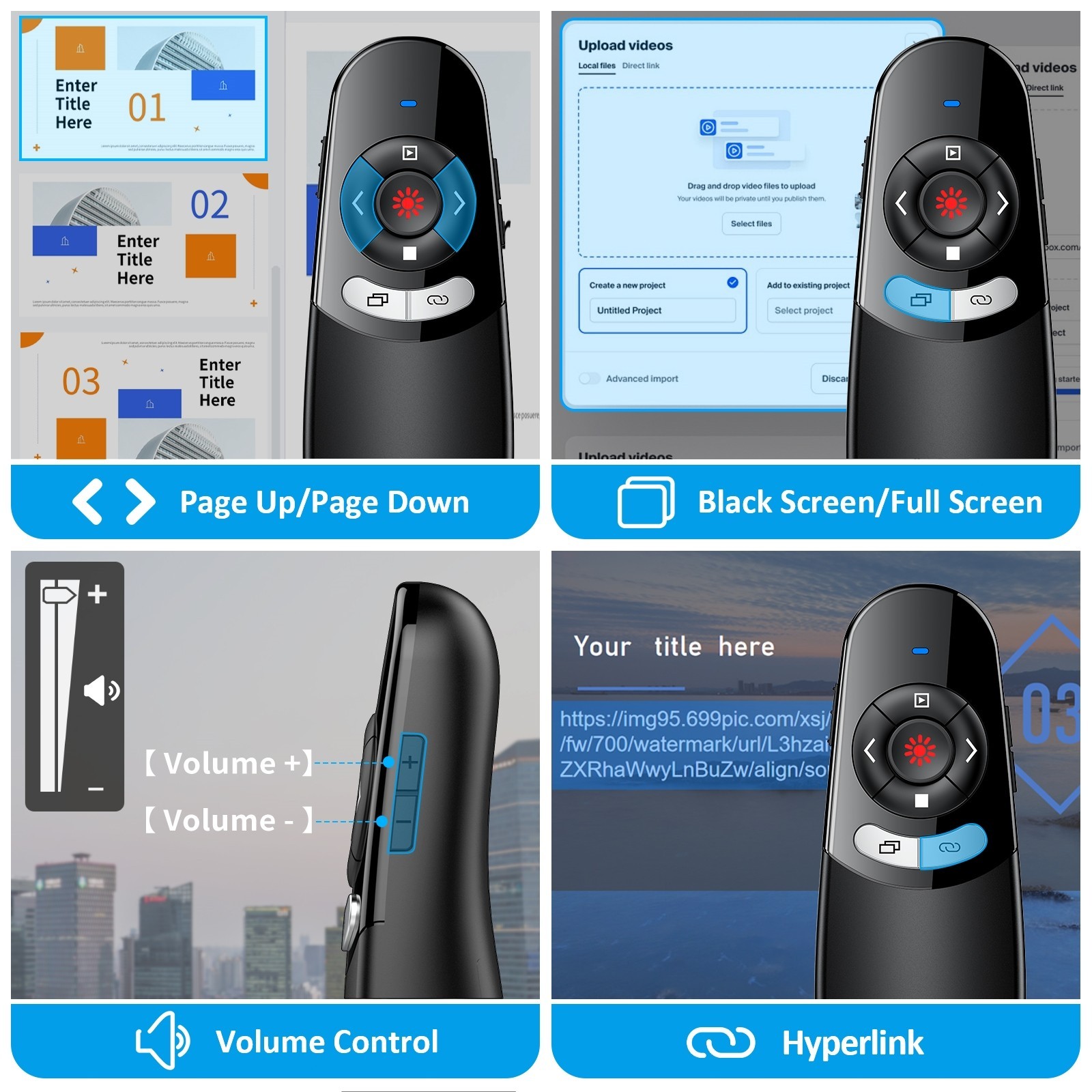 2.4GHz USB Wireless Presenter PPT Remote Laser Pointer For Laptop Mac,Computer
