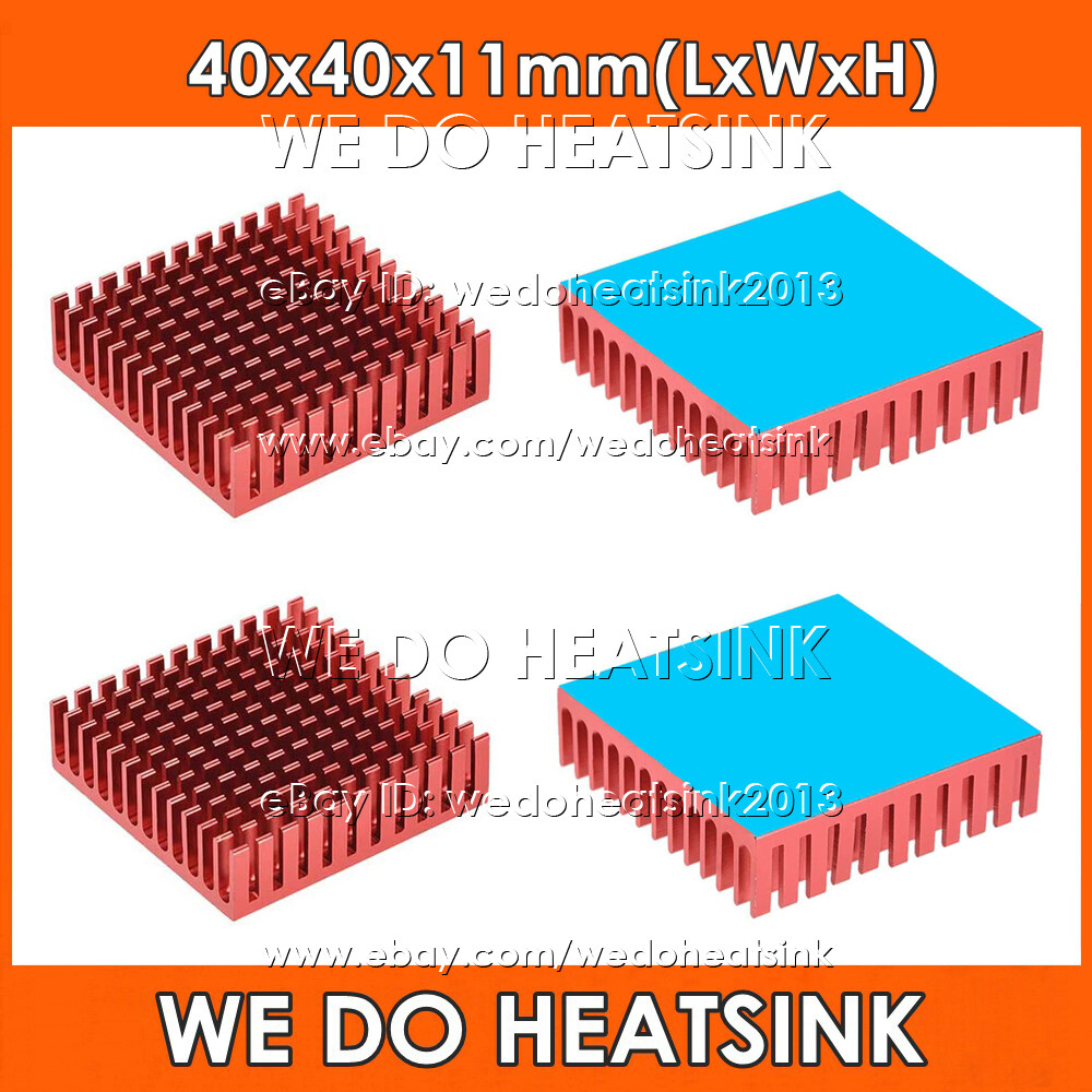 40x40x11mm Red Anodized Heatsink Radiator Cooler With Adhesive Tape Applied