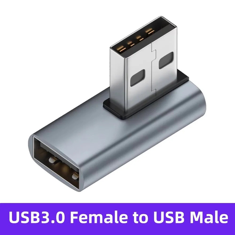90 Degree Left Right Angled USB 3.0 A Male To Female Adapter Connector For PC *