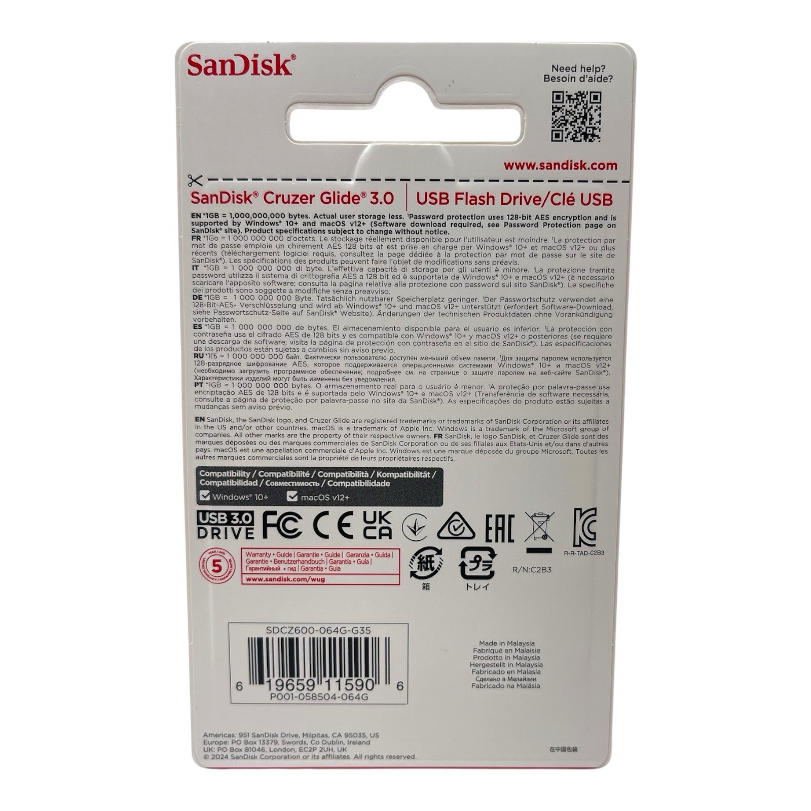 SanDisk Cruzer Glide 64GB Flash Drive USB 3.0 Thumb Memory Pen
